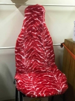 Full universal seat cover set, fur, red-white