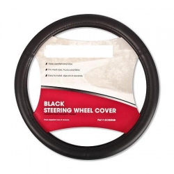 Black leather wheel cover - AMIO, 42-44cm ― AUTOERA.LV