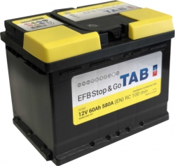 Car battery  - EFB TAB 60Ah 580A, 12V (-/+) ― AUTOERA.LV