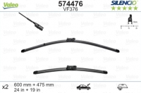 Wiper blade set VALEO SILENCIO for VW Golf VI (2011-)/ Passat (2011-)/Jetta (2011-) / CC (2011-), 60+48cm 
