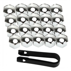 Set Of 17mm HEX Metal Wheel Nut / Bolt Caps Covers In Chrome ― AUTOERA.LV