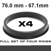 Wheel hub centring ring  76.0mm ->67.1mm